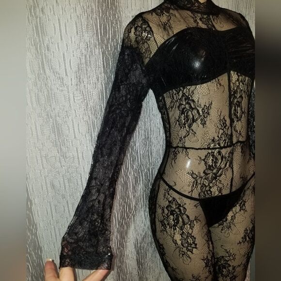 Long Sleeve Mesh Sheer See Through Jumpsuit medium - Picture 8 of 13